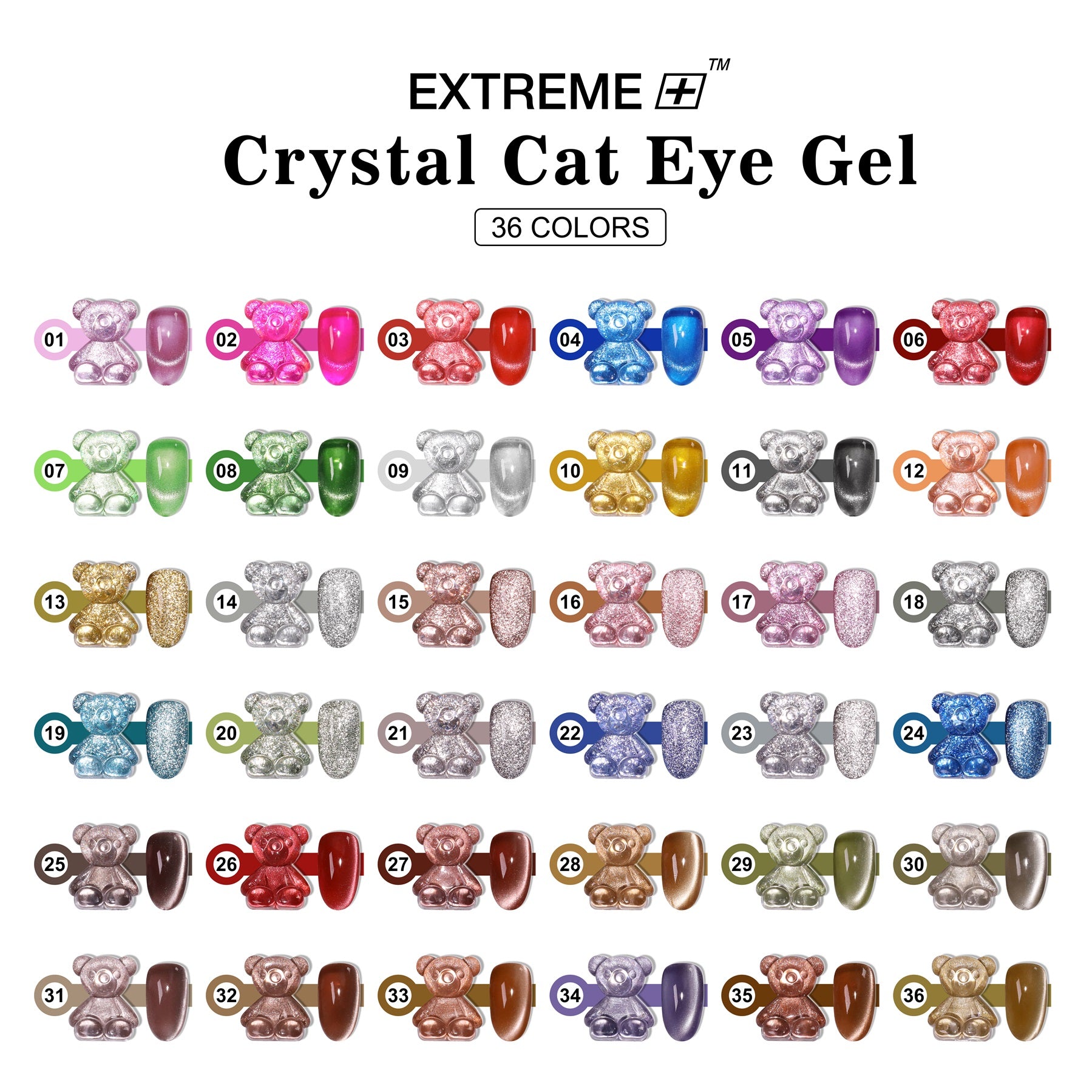 Extreme+ Crystal Cat Eye Gel - Full 36 colors