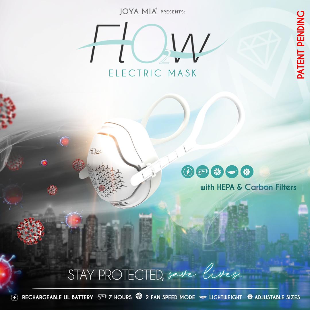 o2 Flow Electrical Air Purifier Mask with HEPA and Carbon Filter