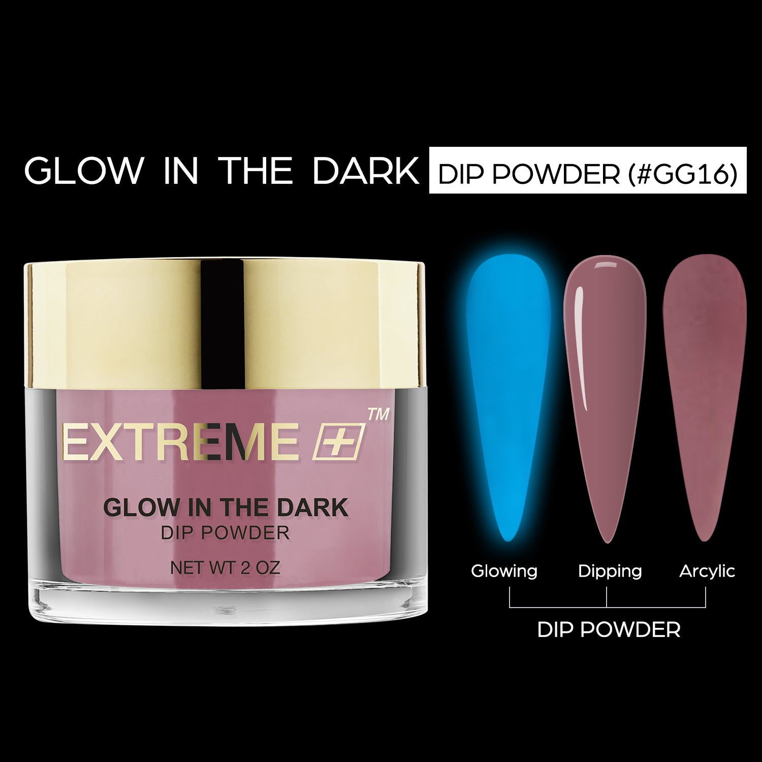 EXTREME+ SUPER Glow in the Dark Dip Powder 2 oz - #016