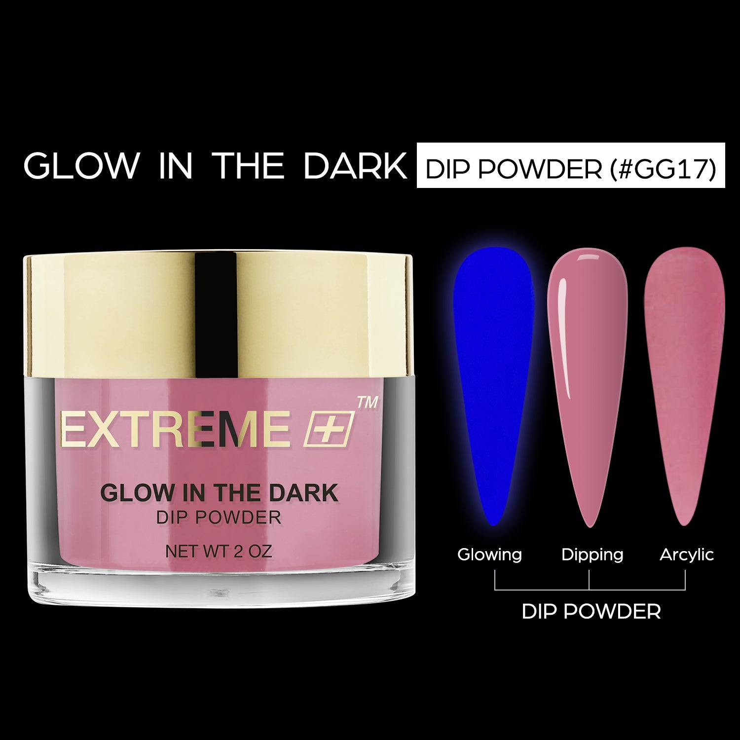 EXTREME+ SUPER Glow in the Dark Dip Powder 2 oz - #017