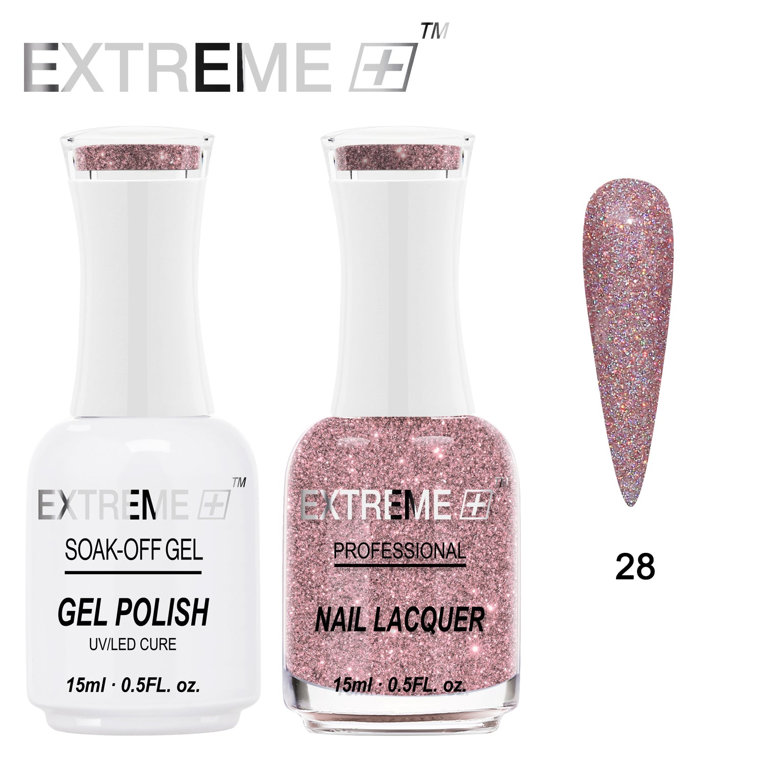 EXTREME+ Holo Chrome Gel Matching Lacquer - #028