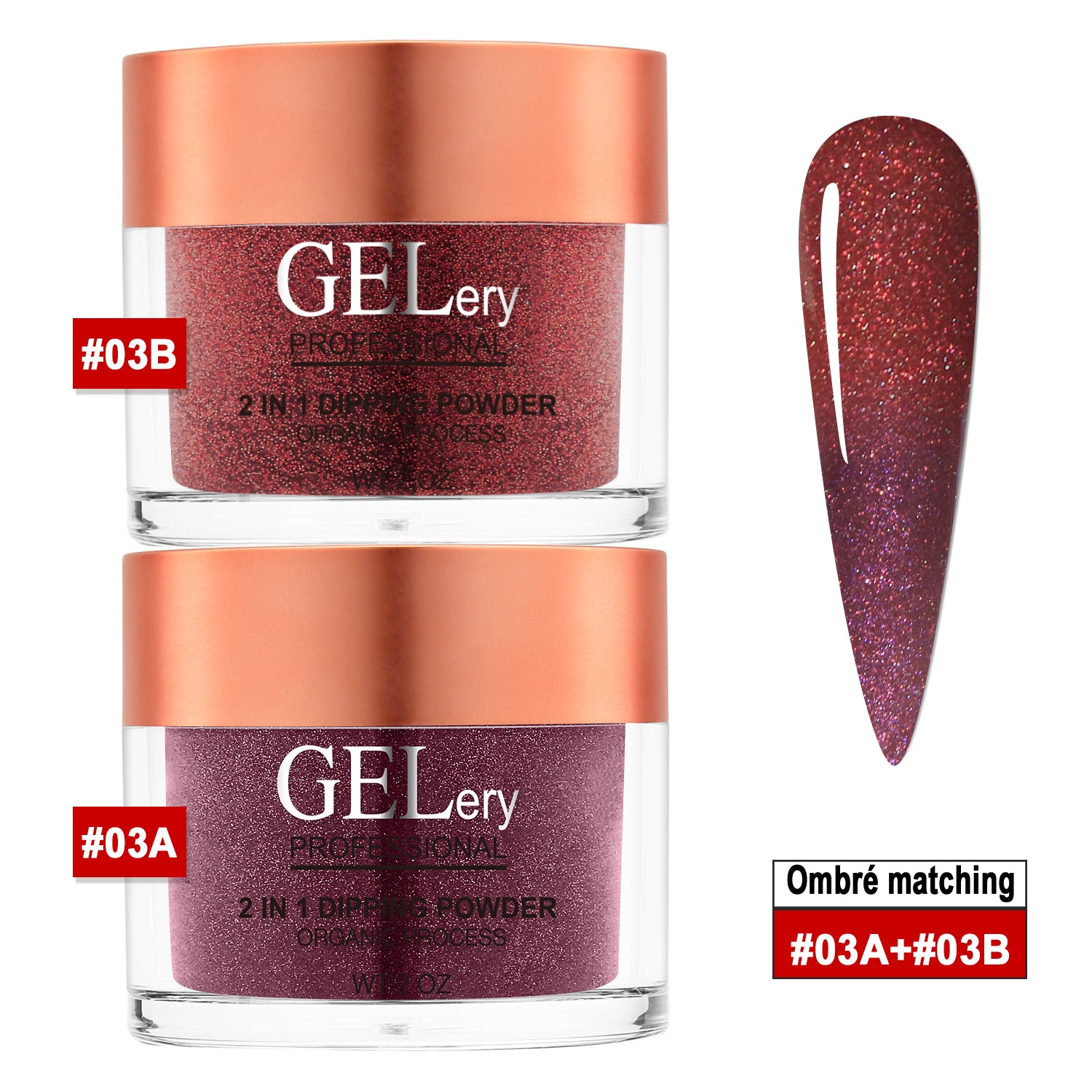 GELery Ombre Dipping Set - #3A + 3B - Free Easy Easy Ombre Base Gel 0.5oz