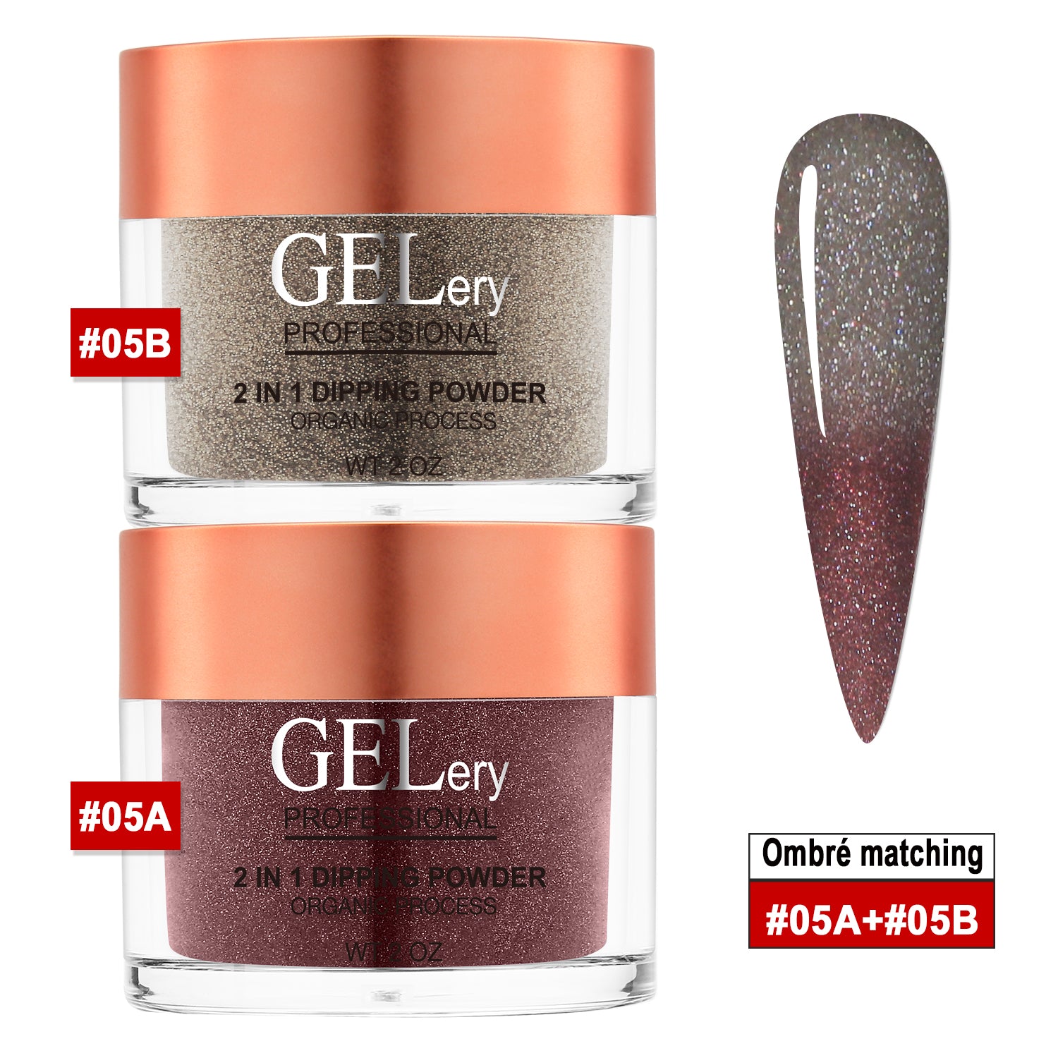 GELery Ombre Dipping Set - #5A + 5B - Free Easy Easy Ombre Base Gel 0.5oz