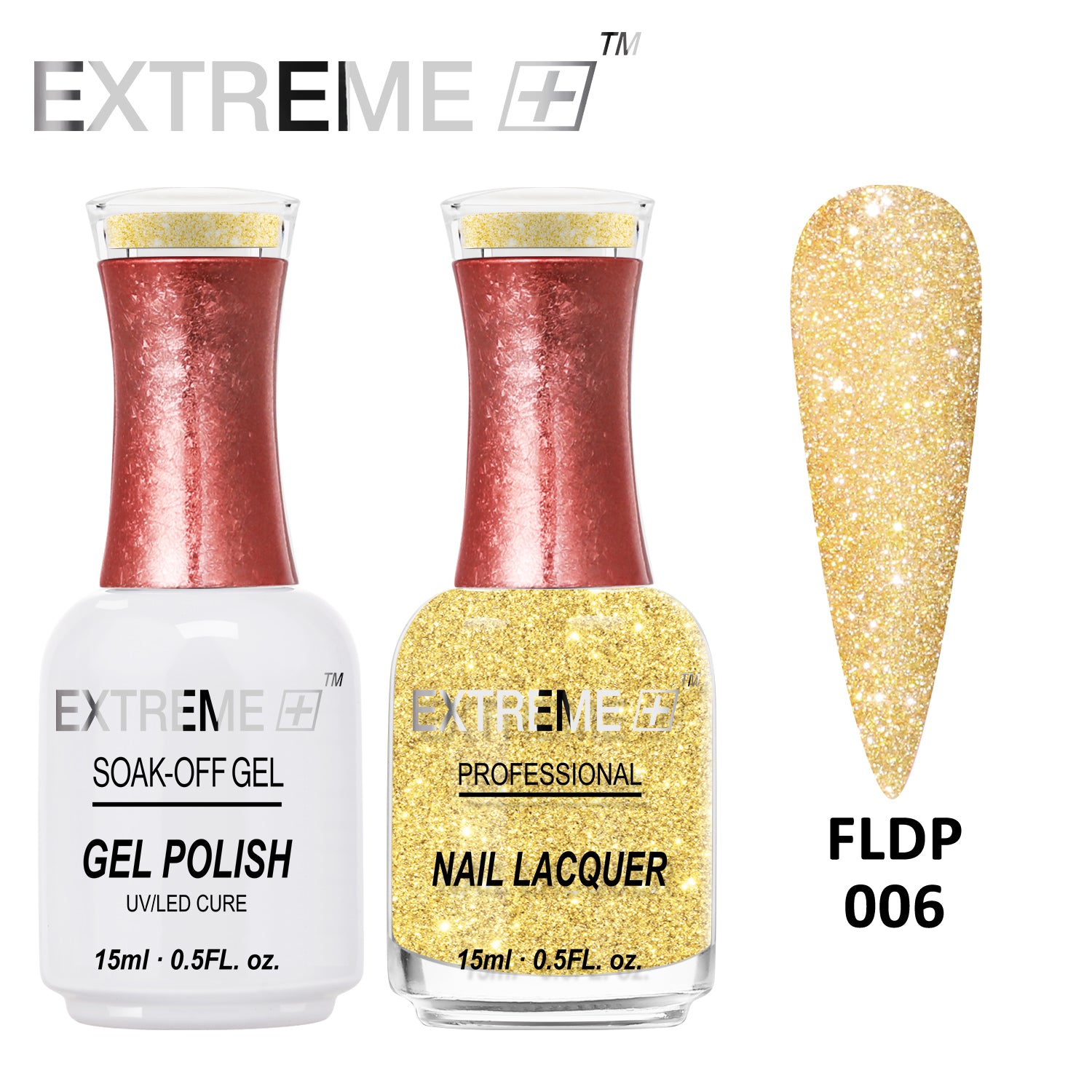 EXTREME+ Đèn Pin trên Nail Bộ Đôi Gel Glitter Phản Quang - #006 Bronzer