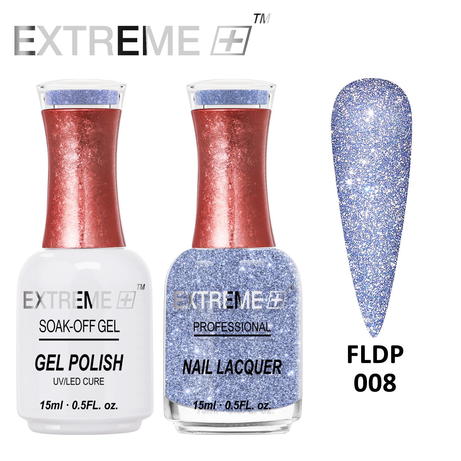 EXTREME+ Đèn Pin Bộ Đôi Gel Glitter Phản Quang Cho Móng - #008 Pigeon