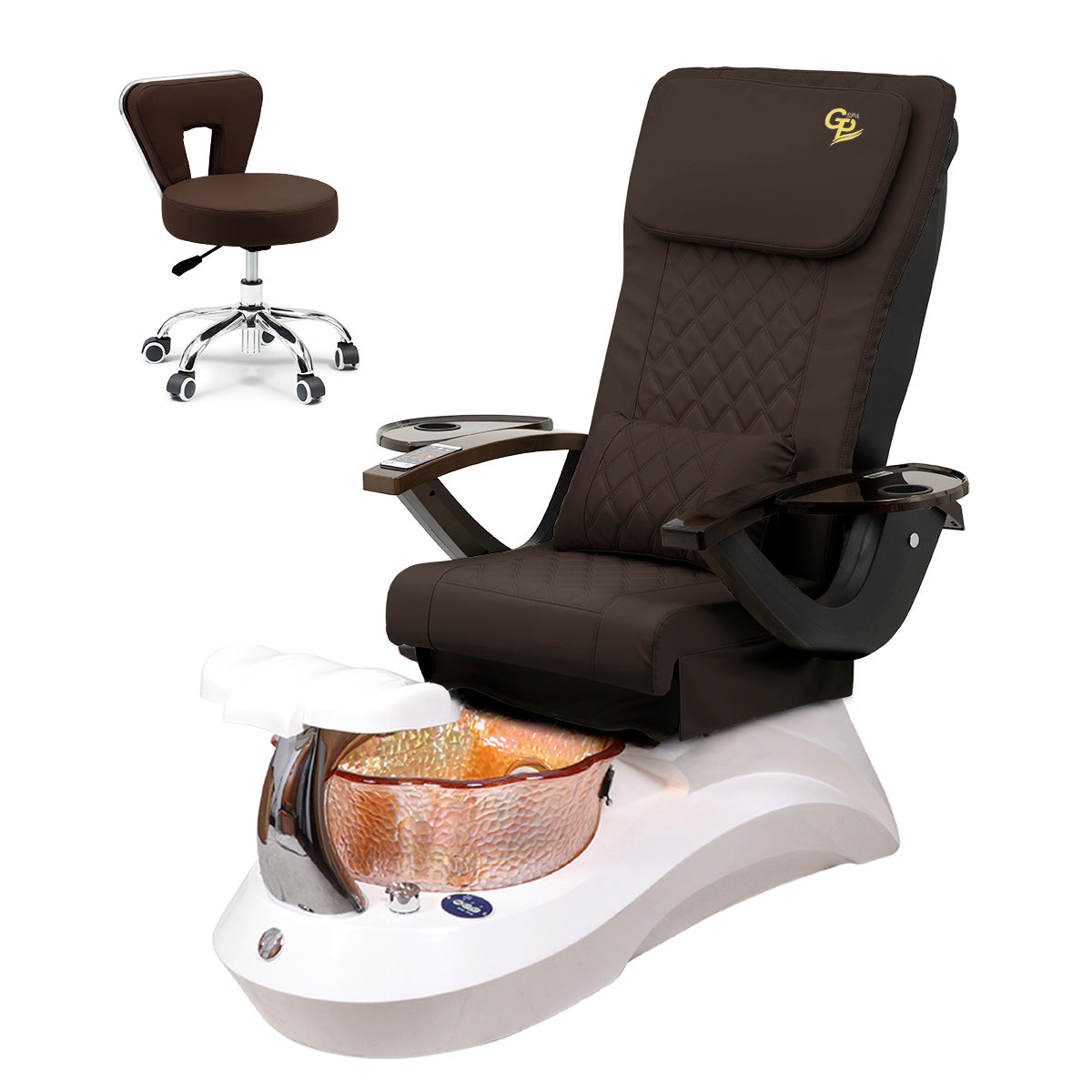 Ghế Spa Falcon Pedicure Trọn Bộ Kèm Ghế Pedi - Đế Trắng - Bát Cam - Da C01