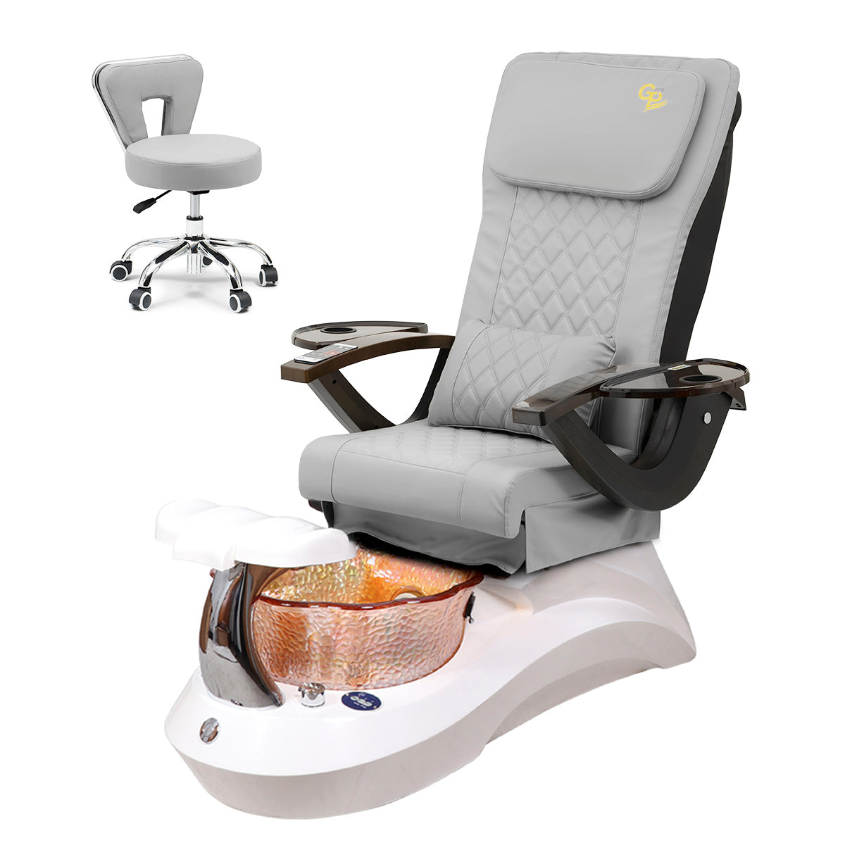 Ghế Spa Falcon Pedicure Trọn Bộ Kèm Ghế Pedi - Đế Trắng - Bát Cam - Da C01