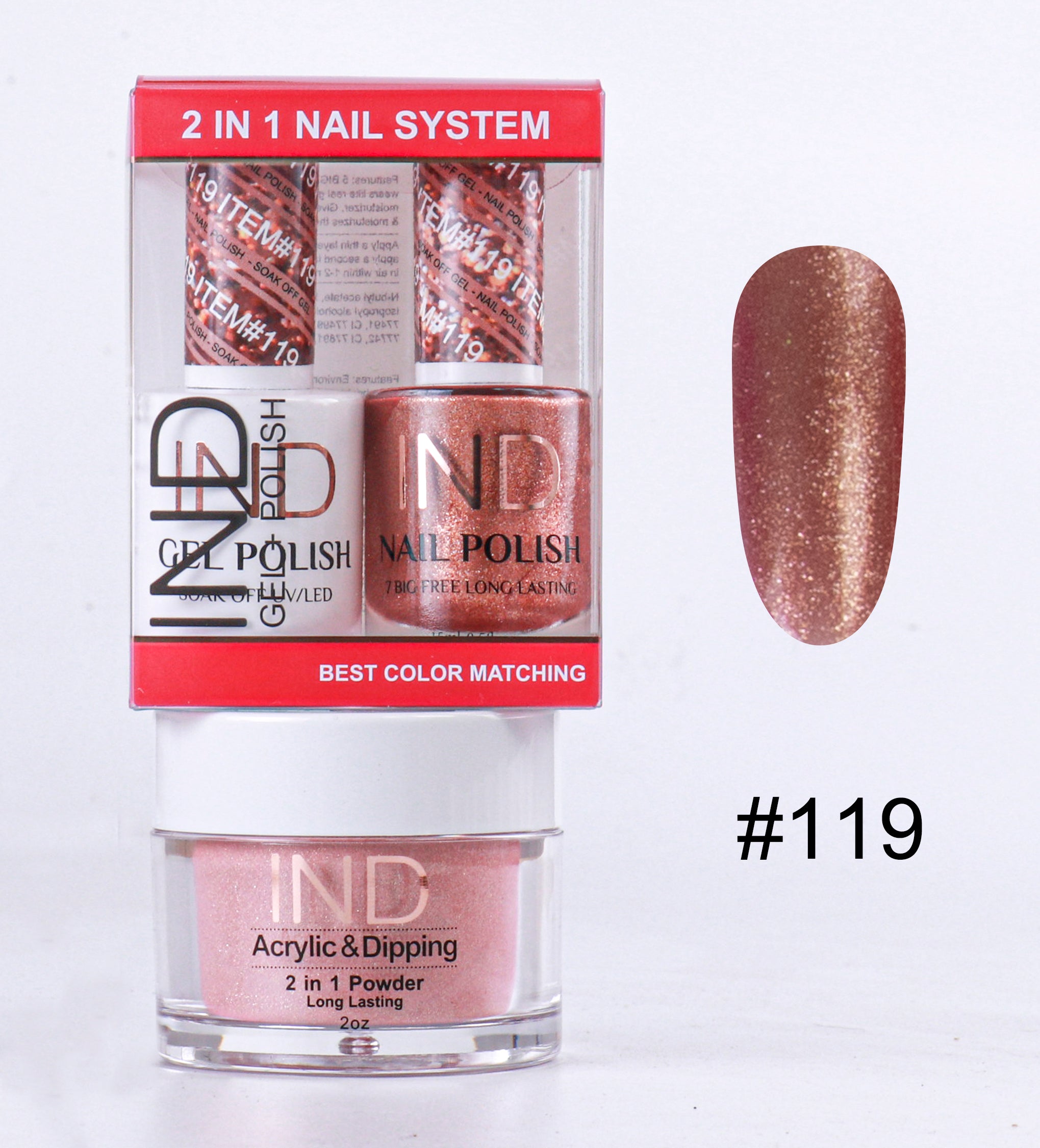 Combo IND 3 TRONG 1 Gel + Sơn mài + Phấn phủ - #119