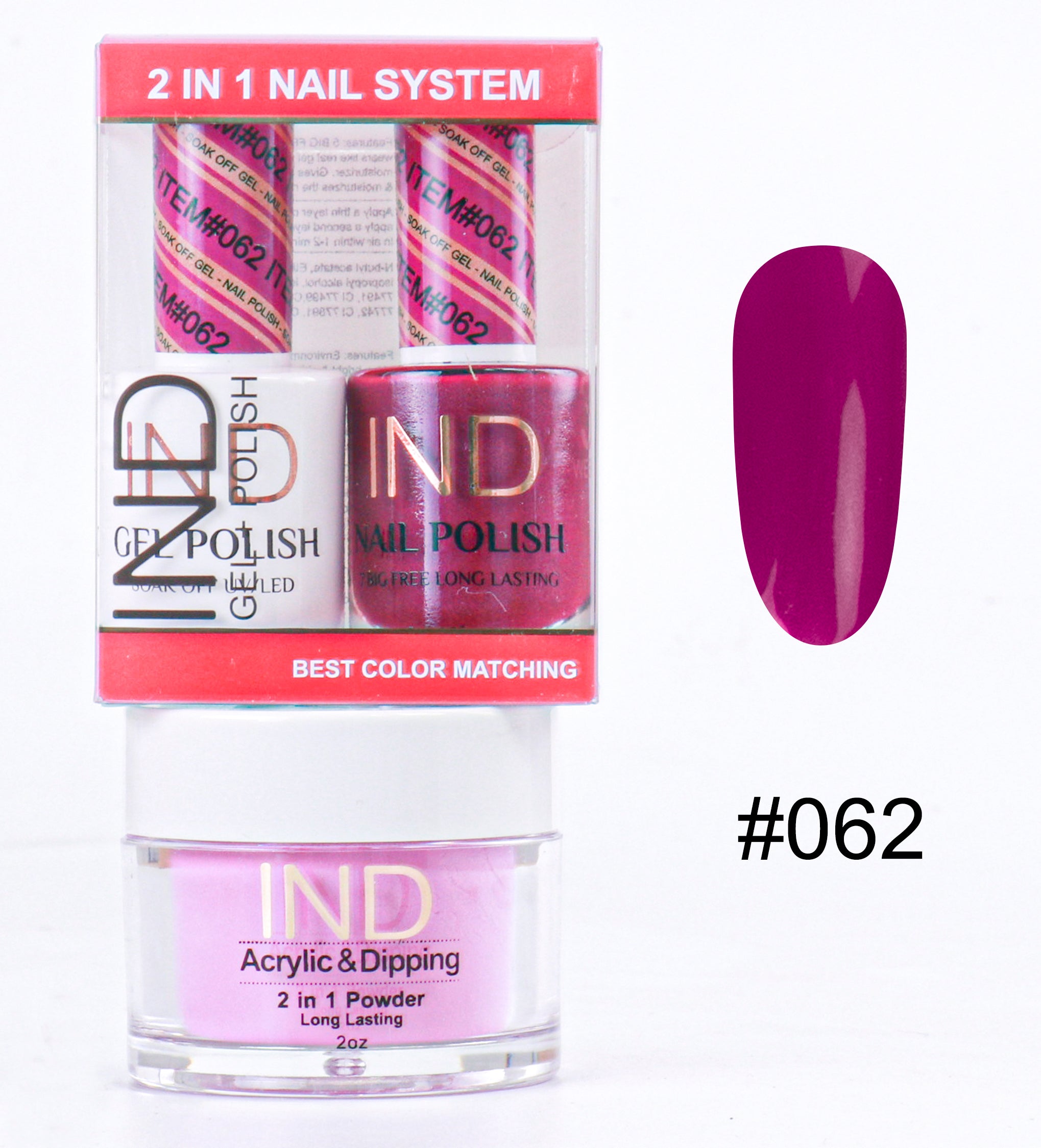 IND Combo 3 TRONG 1 Gel + Sơn mài + Phấn phủ - #62