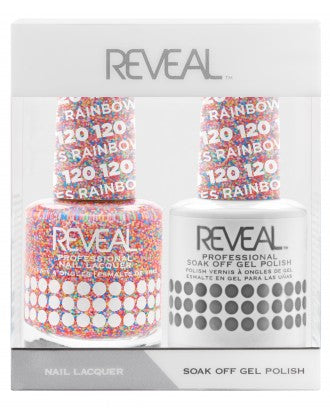 Bộ đôi sơn bóng và gel Reveal - 120 hạt rắc cầu vồng