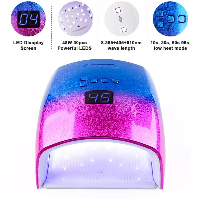 EXTREME+ Brainbow Pro Sạc Không Dây Không Dây 48W LED UV Nail Đèn Gel Ba Lan Chữa Máy Sấy