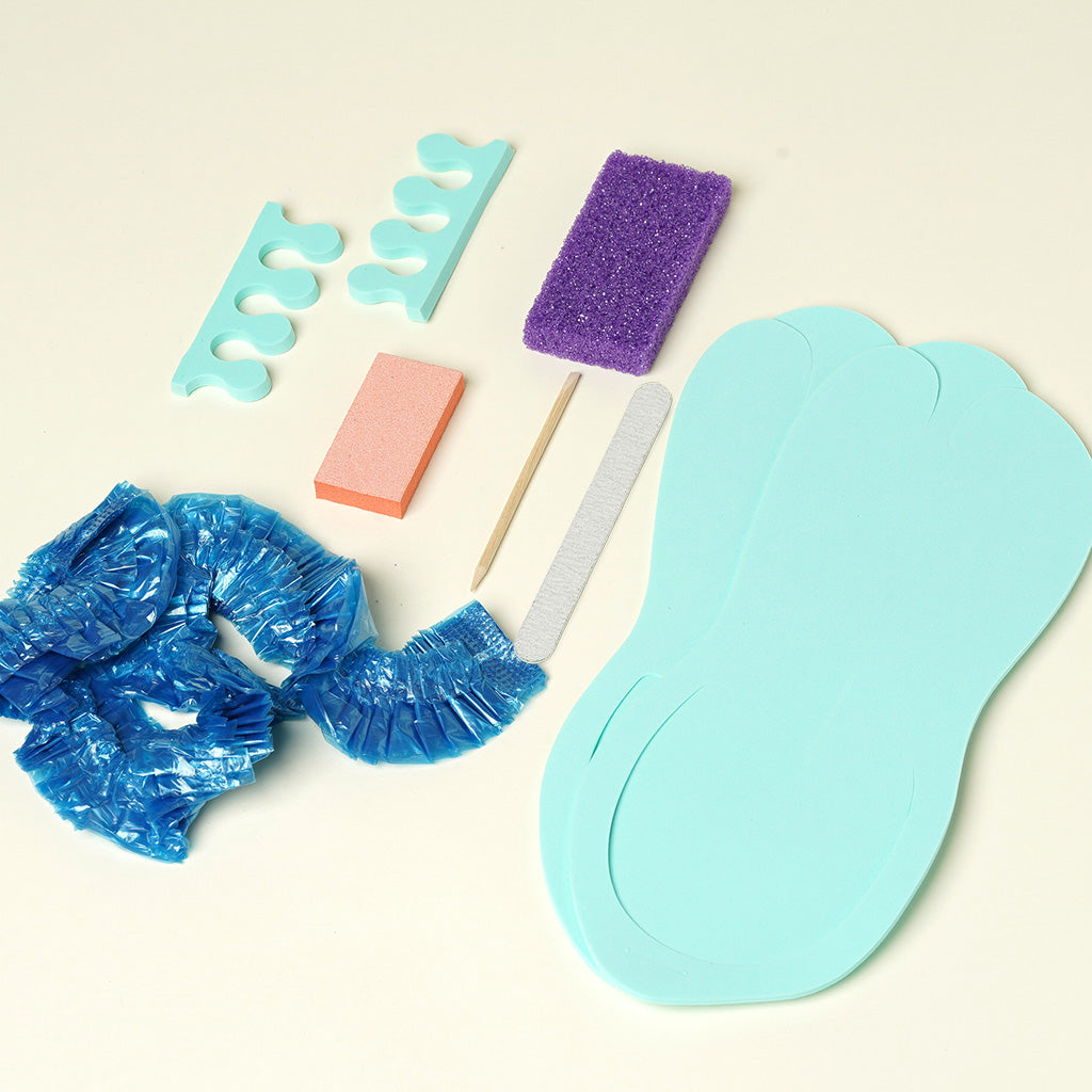 Disposable Pedicure Kit with Hook Slippers and Spa Liner 7 in 1 HappyFeet brand