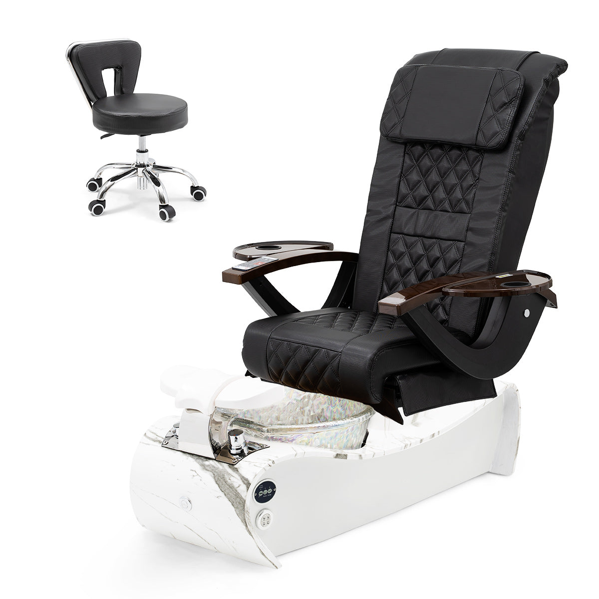 Thunder Pedicure Spa Chair - Marble Base - Unicorn Bowl - Carbon Fiber